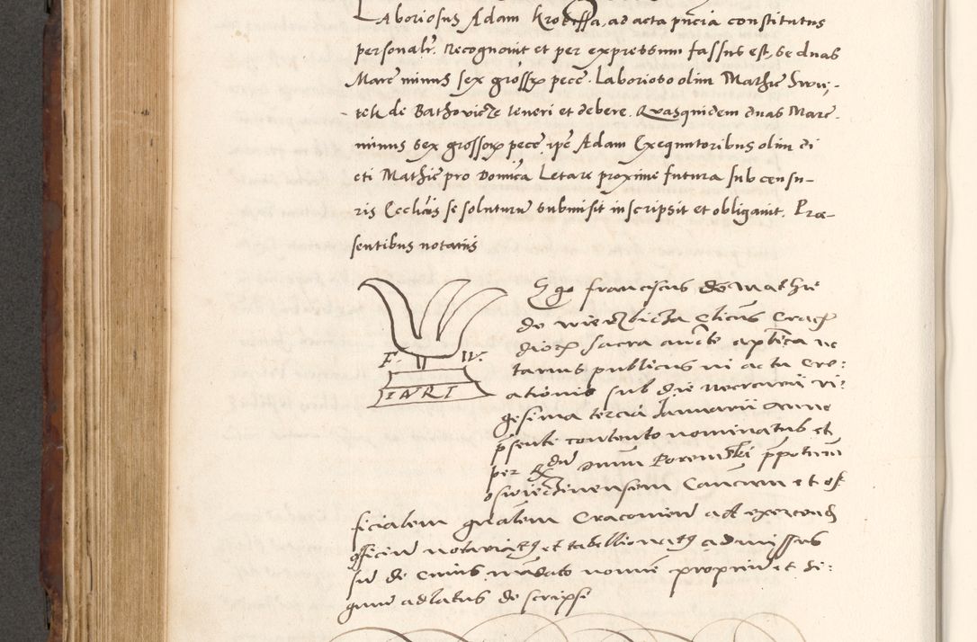 Zdjęcie nr 478 dla obiektu archiwalnego: Acta actorum causarum, sententiarum tam diffinitivarum quam interlocutoriam, obligationum, constitutionum, contractuum etc. coram reverendo patre domino Petro Porembski preposito Oswieczimensi, canonico et officiali Cracoviensi de anno Domini millesimo DºLº quarto, indictione duodecima, pontificatus sanctissimi in Christo patris et domini nostri domini Julii divina providencia papae eius nominis tercii, anno quarto, a die et mense infrasciptis continuantur