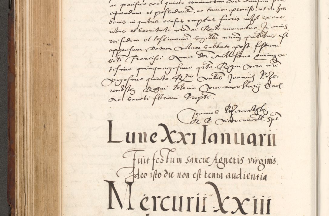 Zdjęcie nr 448 dla obiektu archiwalnego: Acta actorum causarum, sententiarum tam diffinitivarum quam interlocutoriam, obligationum, constitutionum, contractuum etc. coram reverendo patre domino Petro Porembski preposito Oswieczimensi, canonico et officiali Cracoviensi de anno Domini millesimo DºLº quarto, indictione duodecima, pontificatus sanctissimi in Christo patris et domini nostri domini Julii divina providencia papae eius nominis tercii, anno quarto, a die et mense infrasciptis continuantur