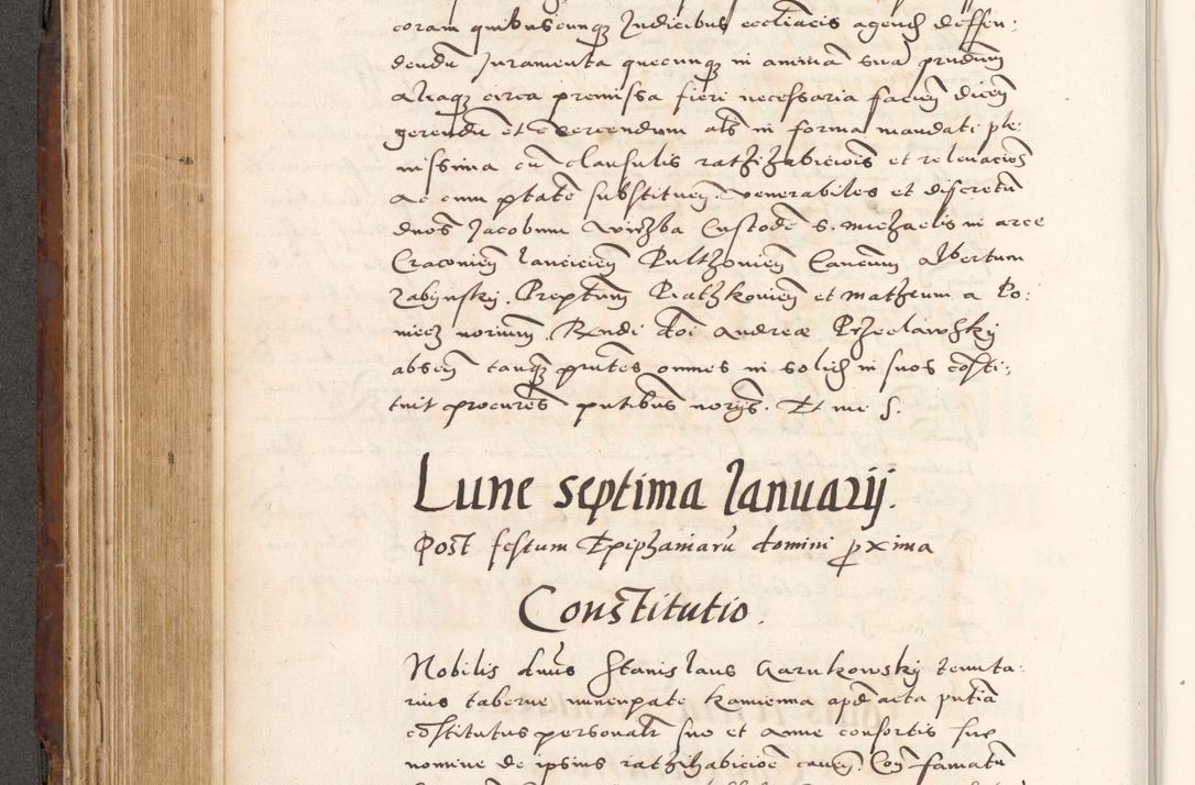 Zdjęcie nr 422 dla obiektu archiwalnego: Acta actorum causarum, sententiarum tam diffinitivarum quam interlocutoriam, obligationum, constitutionum, contractuum etc. coram reverendo patre domino Petro Porembski preposito Oswieczimensi, canonico et officiali Cracoviensi de anno Domini millesimo DºLº quarto, indictione duodecima, pontificatus sanctissimi in Christo patris et domini nostri domini Julii divina providencia papae eius nominis tercii, anno quarto, a die et mense infrasciptis continuantur