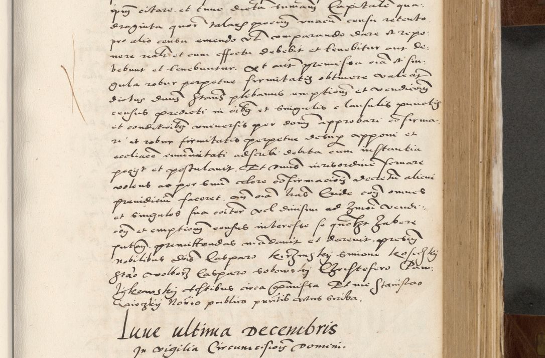 Zdjęcie nr 417 dla obiektu archiwalnego: Acta actorum causarum, sententiarum tam diffinitivarum quam interlocutoriam, obligationum, constitutionum, contractuum etc. coram reverendo patre domino Petro Porembski preposito Oswieczimensi, canonico et officiali Cracoviensi de anno Domini millesimo DºLº quarto, indictione duodecima, pontificatus sanctissimi in Christo patris et domini nostri domini Julii divina providencia papae eius nominis tercii, anno quarto, a die et mense infrasciptis continuantur
