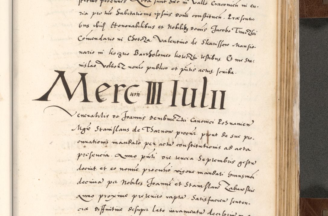 Zdjęcie nr 799 dla obiektu archiwalnego: Acta actorum causarum, sententiarum tam diffinitivarum quam interlocutoriam, obligationum, constitutionum, contractuum etc. coram reverendo patre domino Petro Porembski preposito Oswieczimensi, canonico et officiali Cracoviensi de anno Domini millesimo DºLº quarto, indictione duodecima, pontificatus sanctissimi in Christo patris et domini nostri domini Julii divina providencia papae eius nominis tercii, anno quarto, a die et mense infrasciptis continuantur