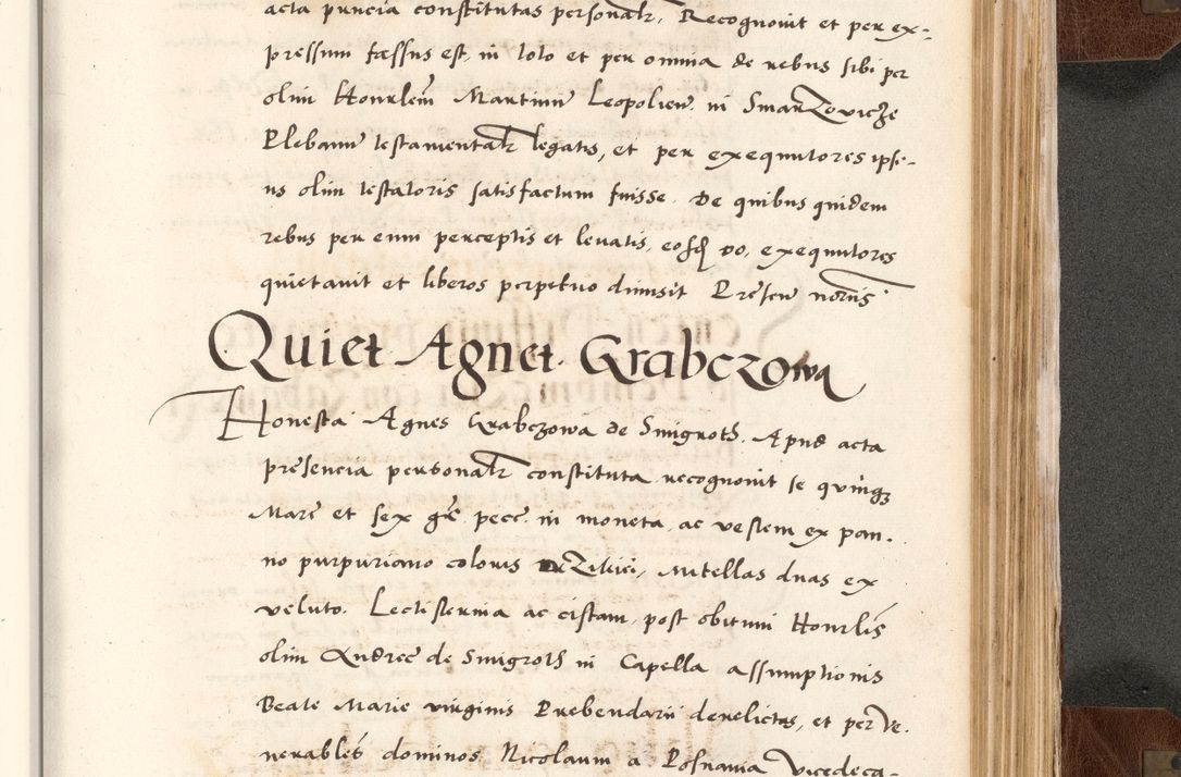 Zdjęcie nr 759 dla obiektu archiwalnego: Acta actorum causarum, sententiarum tam diffinitivarum quam interlocutoriam, obligationum, constitutionum, contractuum etc. coram reverendo patre domino Petro Porembski preposito Oswieczimensi, canonico et officiali Cracoviensi de anno Domini millesimo DºLº quarto, indictione duodecima, pontificatus sanctissimi in Christo patris et domini nostri domini Julii divina providencia papae eius nominis tercii, anno quarto, a die et mense infrasciptis continuantur