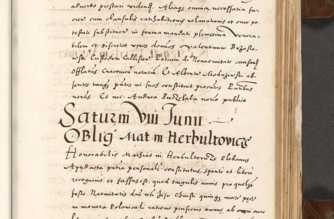 Zdjęcie nr 747 dla obiektu archiwalnego: Acta actorum causarum, sententiarum tam diffinitivarum quam interlocutoriam, obligationum, constitutionum, contractuum etc. coram reverendo patre domino Petro Porembski preposito Oswieczimensi, canonico et officiali Cracoviensi de anno Domini millesimo DºLº quarto, indictione duodecima, pontificatus sanctissimi in Christo patris et domini nostri domini Julii divina providencia papae eius nominis tercii, anno quarto, a die et mense infrasciptis continuantur