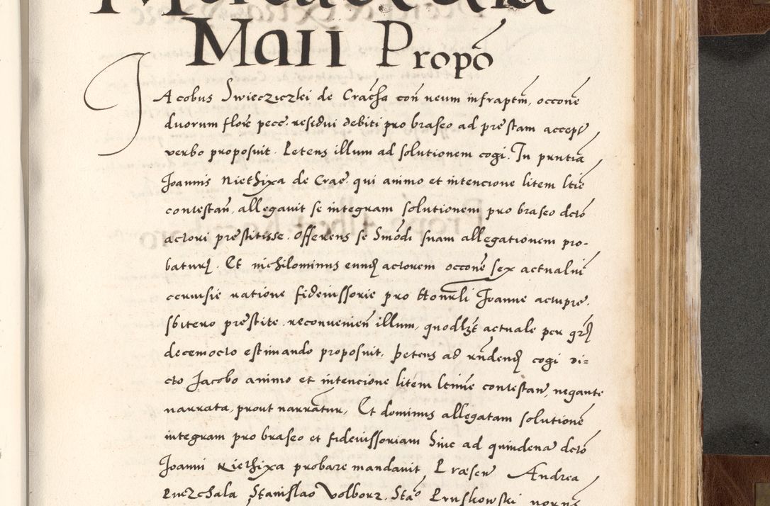 Zdjęcie nr 725 dla obiektu archiwalnego: Acta actorum causarum, sententiarum tam diffinitivarum quam interlocutoriam, obligationum, constitutionum, contractuum etc. coram reverendo patre domino Petro Porembski preposito Oswieczimensi, canonico et officiali Cracoviensi de anno Domini millesimo DºLº quarto, indictione duodecima, pontificatus sanctissimi in Christo patris et domini nostri domini Julii divina providencia papae eius nominis tercii, anno quarto, a die et mense infrasciptis continuantur