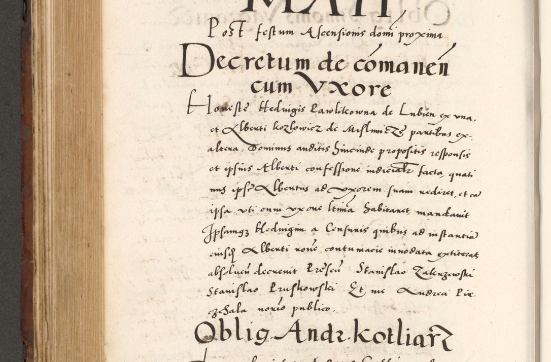Zdjęcie nr 712 dla obiektu archiwalnego: Acta actorum causarum, sententiarum tam diffinitivarum quam interlocutoriam, obligationum, constitutionum, contractuum etc. coram reverendo patre domino Petro Porembski preposito Oswieczimensi, canonico et officiali Cracoviensi de anno Domini millesimo DºLº quarto, indictione duodecima, pontificatus sanctissimi in Christo patris et domini nostri domini Julii divina providencia papae eius nominis tercii, anno quarto, a die et mense infrasciptis continuantur