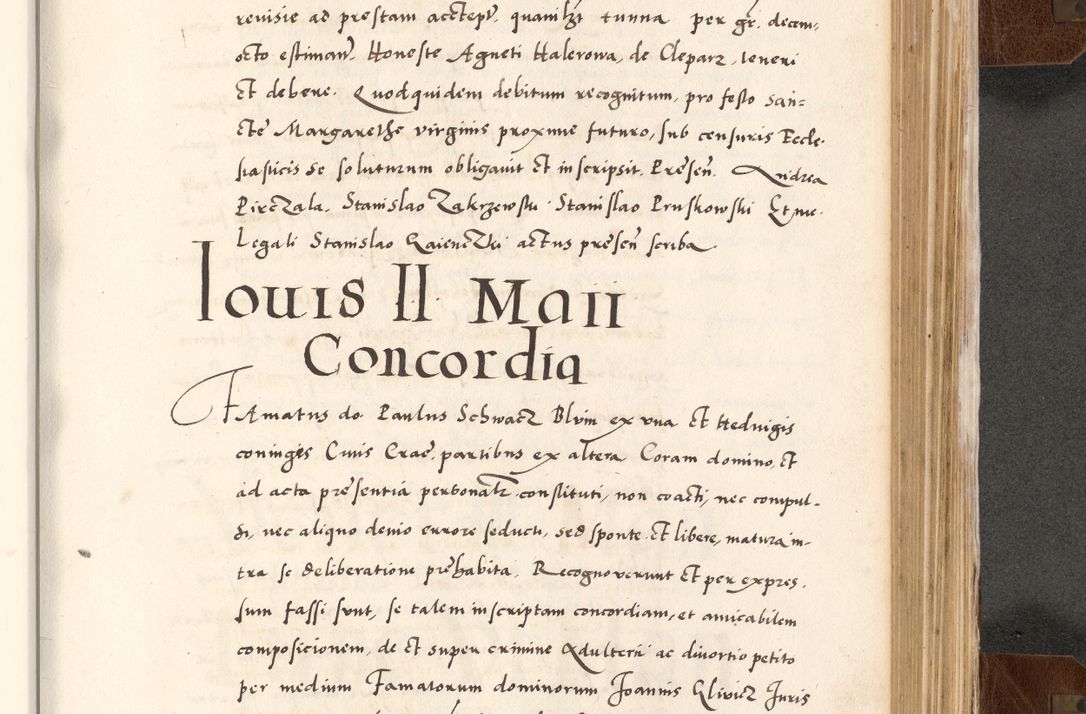 Zdjęcie nr 671 dla obiektu archiwalnego: Acta actorum causarum, sententiarum tam diffinitivarum quam interlocutoriam, obligationum, constitutionum, contractuum etc. coram reverendo patre domino Petro Porembski preposito Oswieczimensi, canonico et officiali Cracoviensi de anno Domini millesimo DºLº quarto, indictione duodecima, pontificatus sanctissimi in Christo patris et domini nostri domini Julii divina providencia papae eius nominis tercii, anno quarto, a die et mense infrasciptis continuantur