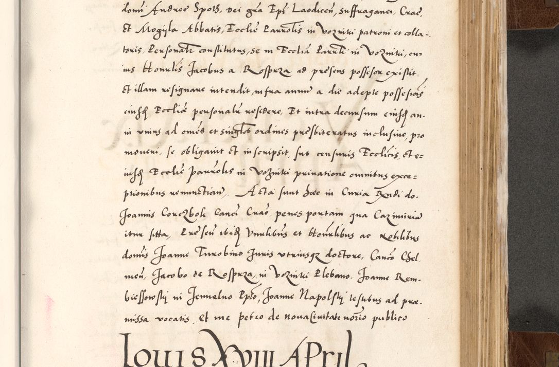 Zdjęcie nr 649 dla obiektu archiwalnego: Acta actorum causarum, sententiarum tam diffinitivarum quam interlocutoriam, obligationum, constitutionum, contractuum etc. coram reverendo patre domino Petro Porembski preposito Oswieczimensi, canonico et officiali Cracoviensi de anno Domini millesimo DºLº quarto, indictione duodecima, pontificatus sanctissimi in Christo patris et domini nostri domini Julii divina providencia papae eius nominis tercii, anno quarto, a die et mense infrasciptis continuantur