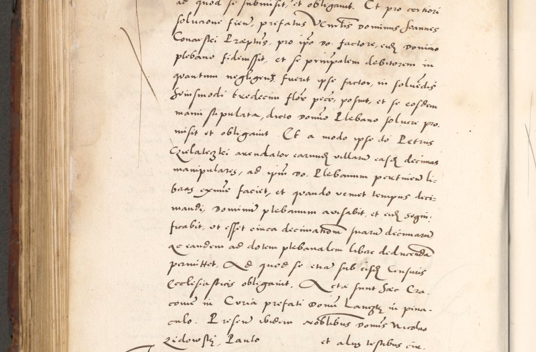 Zdjęcie nr 958 dla obiektu archiwalnego: Acta actorum causarum, sententiarum tam diffinitivarum quam interlocutoriam, obligationum, constitutionum, contractuum etc. coram reverendo patre domino Petro Porembski preposito Oswieczimensi, canonico et officiali Cracoviensi de anno Domini millesimo DºLº quarto, indictione duodecima, pontificatus sanctissimi in Christo patris et domini nostri domini Julii divina providencia papae eius nominis tercii, anno quarto, a die et mense infrasciptis continuantur