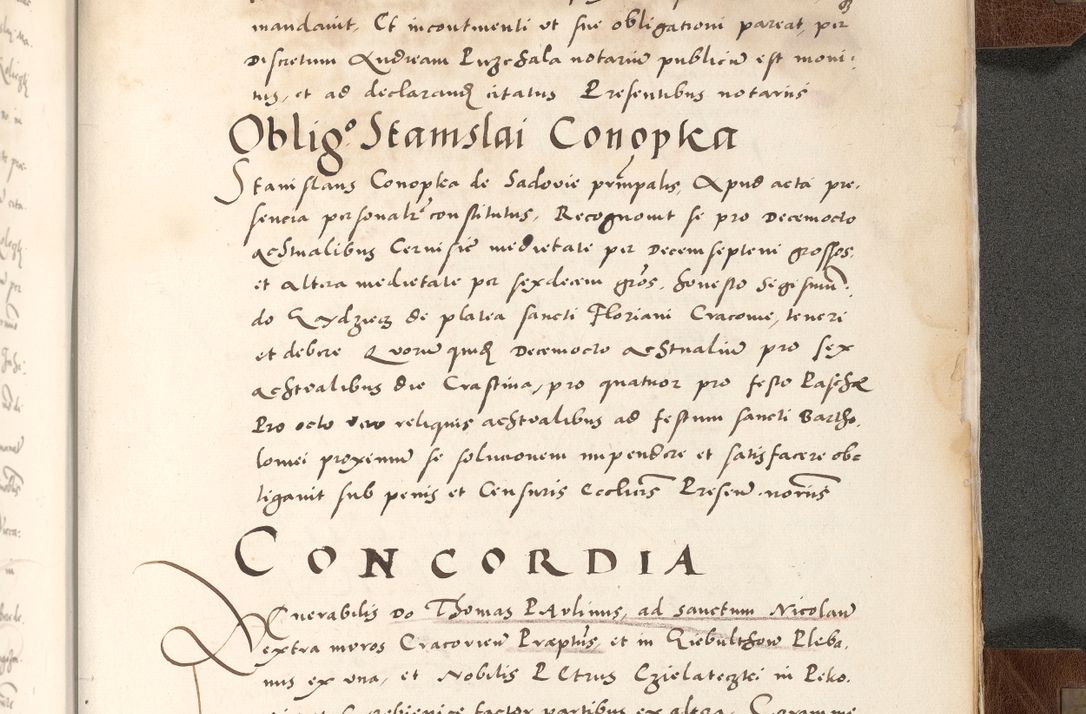 Zdjęcie nr 957 dla obiektu archiwalnego: Acta actorum causarum, sententiarum tam diffinitivarum quam interlocutoriam, obligationum, constitutionum, contractuum etc. coram reverendo patre domino Petro Porembski preposito Oswieczimensi, canonico et officiali Cracoviensi de anno Domini millesimo DºLº quarto, indictione duodecima, pontificatus sanctissimi in Christo patris et domini nostri domini Julii divina providencia papae eius nominis tercii, anno quarto, a die et mense infrasciptis continuantur