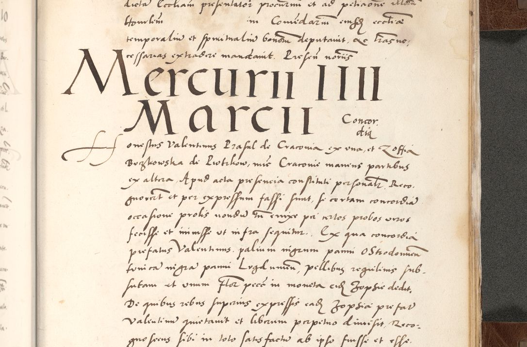 Zdjęcie nr 937 dla obiektu archiwalnego: Acta actorum causarum, sententiarum tam diffinitivarum quam interlocutoriam, obligationum, constitutionum, contractuum etc. coram reverendo patre domino Petro Porembski preposito Oswieczimensi, canonico et officiali Cracoviensi de anno Domini millesimo DºLº quarto, indictione duodecima, pontificatus sanctissimi in Christo patris et domini nostri domini Julii divina providencia papae eius nominis tercii, anno quarto, a die et mense infrasciptis continuantur