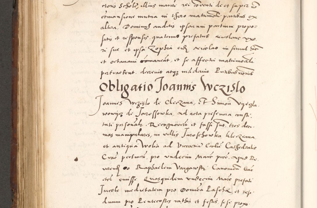 Zdjęcie nr 922 dla obiektu archiwalnego: Acta actorum causarum, sententiarum tam diffinitivarum quam interlocutoriam, obligationum, constitutionum, contractuum etc. coram reverendo patre domino Petro Porembski preposito Oswieczimensi, canonico et officiali Cracoviensi de anno Domini millesimo DºLº quarto, indictione duodecima, pontificatus sanctissimi in Christo patris et domini nostri domini Julii divina providencia papae eius nominis tercii, anno quarto, a die et mense infrasciptis continuantur