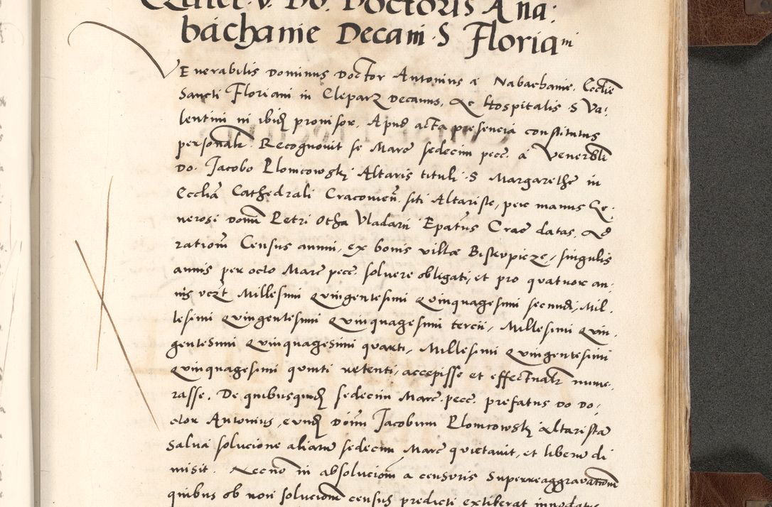 Zdjęcie nr 893 dla obiektu archiwalnego: Acta actorum causarum, sententiarum tam diffinitivarum quam interlocutoriam, obligationum, constitutionum, contractuum etc. coram reverendo patre domino Petro Porembski preposito Oswieczimensi, canonico et officiali Cracoviensi de anno Domini millesimo DºLº quarto, indictione duodecima, pontificatus sanctissimi in Christo patris et domini nostri domini Julii divina providencia papae eius nominis tercii, anno quarto, a die et mense infrasciptis continuantur