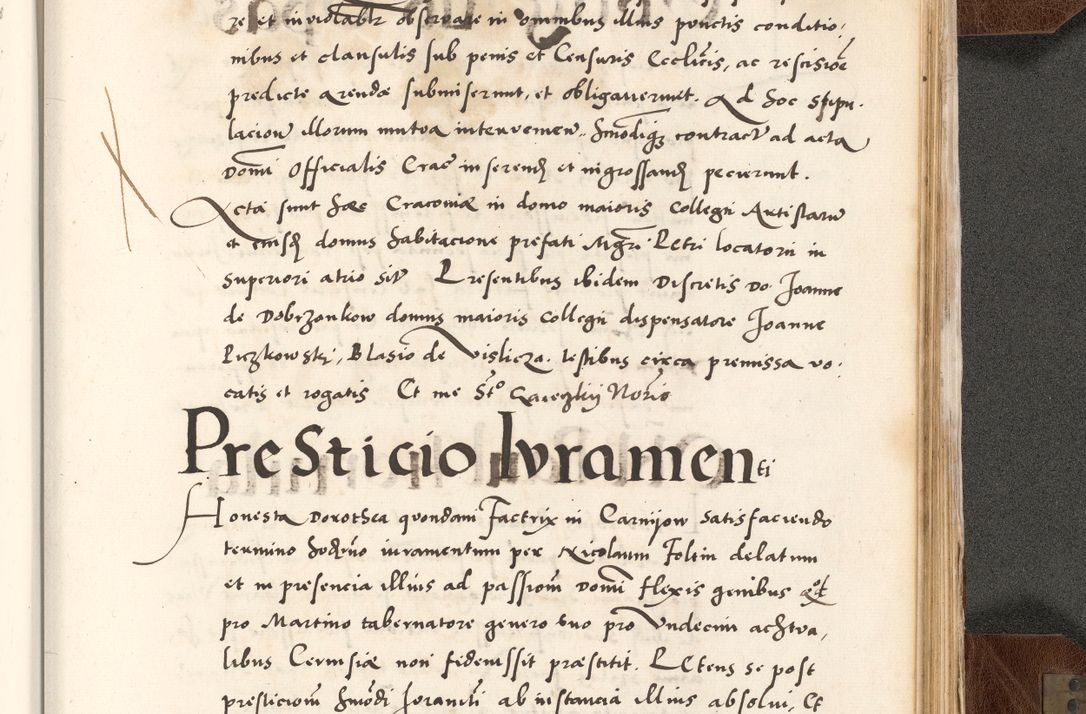 Zdjęcie nr 875 dla obiektu archiwalnego: Acta actorum causarum, sententiarum tam diffinitivarum quam interlocutoriam, obligationum, constitutionum, contractuum etc. coram reverendo patre domino Petro Porembski preposito Oswieczimensi, canonico et officiali Cracoviensi de anno Domini millesimo DºLº quarto, indictione duodecima, pontificatus sanctissimi in Christo patris et domini nostri domini Julii divina providencia papae eius nominis tercii, anno quarto, a die et mense infrasciptis continuantur