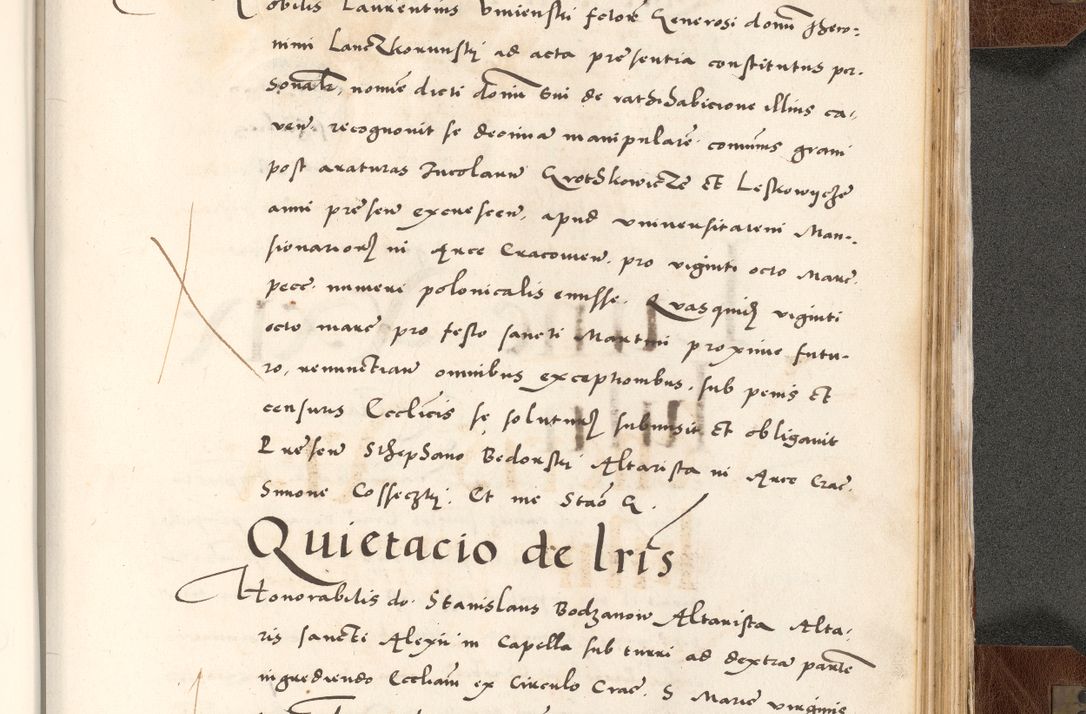 Zdjęcie nr 855 dla obiektu archiwalnego: Acta actorum causarum, sententiarum tam diffinitivarum quam interlocutoriam, obligationum, constitutionum, contractuum etc. coram reverendo patre domino Petro Porembski preposito Oswieczimensi, canonico et officiali Cracoviensi de anno Domini millesimo DºLº quarto, indictione duodecima, pontificatus sanctissimi in Christo patris et domini nostri domini Julii divina providencia papae eius nominis tercii, anno quarto, a die et mense infrasciptis continuantur