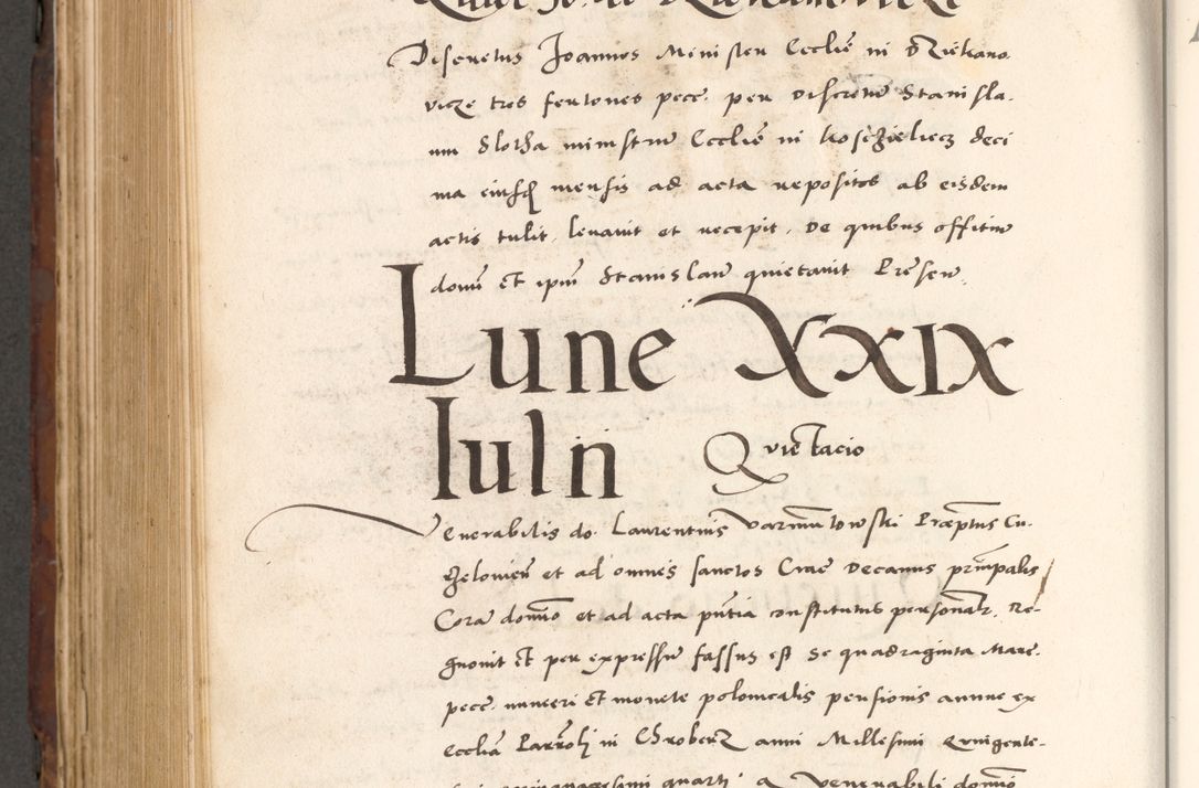 Zdjęcie nr 856 dla obiektu archiwalnego: Acta actorum causarum, sententiarum tam diffinitivarum quam interlocutoriam, obligationum, constitutionum, contractuum etc. coram reverendo patre domino Petro Porembski preposito Oswieczimensi, canonico et officiali Cracoviensi de anno Domini millesimo DºLº quarto, indictione duodecima, pontificatus sanctissimi in Christo patris et domini nostri domini Julii divina providencia papae eius nominis tercii, anno quarto, a die et mense infrasciptis continuantur