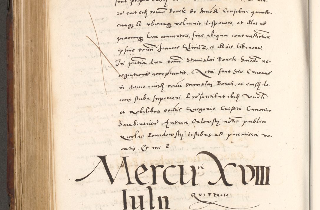 Zdjęcie nr 852 dla obiektu archiwalnego: Acta actorum causarum, sententiarum tam diffinitivarum quam interlocutoriam, obligationum, constitutionum, contractuum etc. coram reverendo patre domino Petro Porembski preposito Oswieczimensi, canonico et officiali Cracoviensi de anno Domini millesimo DºLº quarto, indictione duodecima, pontificatus sanctissimi in Christo patris et domini nostri domini Julii divina providencia papae eius nominis tercii, anno quarto, a die et mense infrasciptis continuantur