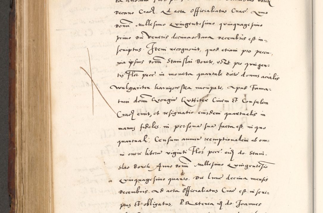 Zdjęcie nr 850 dla obiektu archiwalnego: Acta actorum causarum, sententiarum tam diffinitivarum quam interlocutoriam, obligationum, constitutionum, contractuum etc. coram reverendo patre domino Petro Porembski preposito Oswieczimensi, canonico et officiali Cracoviensi de anno Domini millesimo DºLº quarto, indictione duodecima, pontificatus sanctissimi in Christo patris et domini nostri domini Julii divina providencia papae eius nominis tercii, anno quarto, a die et mense infrasciptis continuantur