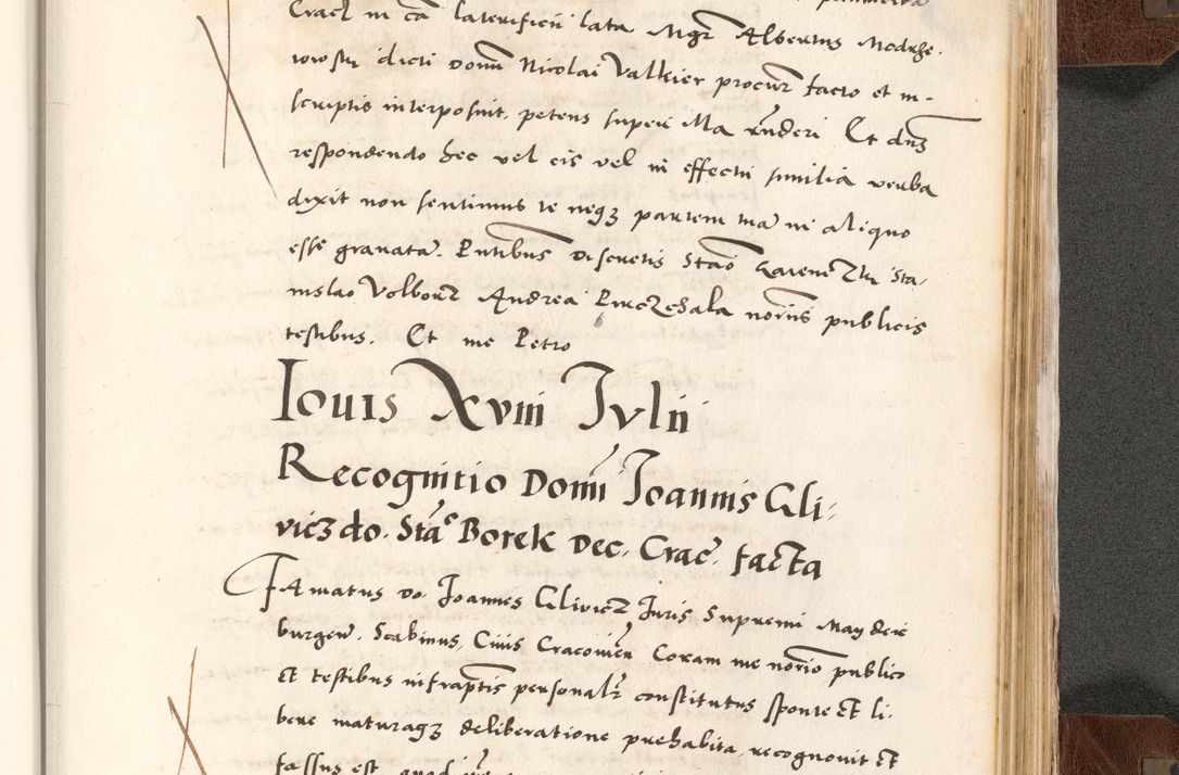 Zdjęcie nr 849 dla obiektu archiwalnego: Acta actorum causarum, sententiarum tam diffinitivarum quam interlocutoriam, obligationum, constitutionum, contractuum etc. coram reverendo patre domino Petro Porembski preposito Oswieczimensi, canonico et officiali Cracoviensi de anno Domini millesimo DºLº quarto, indictione duodecima, pontificatus sanctissimi in Christo patris et domini nostri domini Julii divina providencia papae eius nominis tercii, anno quarto, a die et mense infrasciptis continuantur