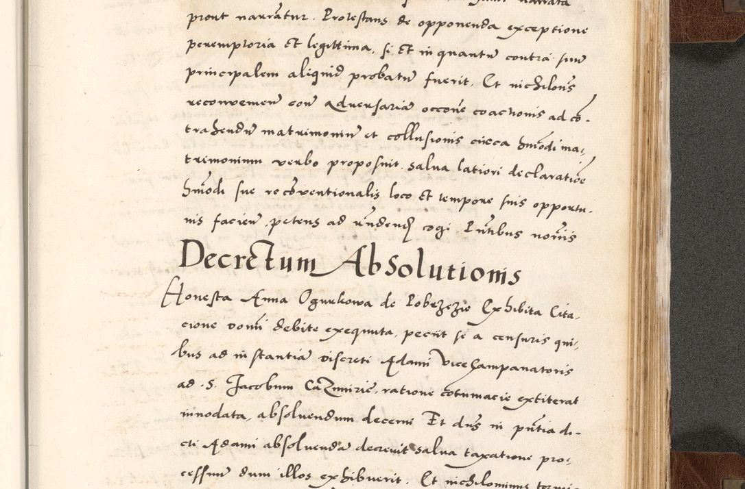 Zdjęcie nr 839 dla obiektu archiwalnego: Acta actorum causarum, sententiarum tam diffinitivarum quam interlocutoriam, obligationum, constitutionum, contractuum etc. coram reverendo patre domino Petro Porembski preposito Oswieczimensi, canonico et officiali Cracoviensi de anno Domini millesimo DºLº quarto, indictione duodecima, pontificatus sanctissimi in Christo patris et domini nostri domini Julii divina providencia papae eius nominis tercii, anno quarto, a die et mense infrasciptis continuantur