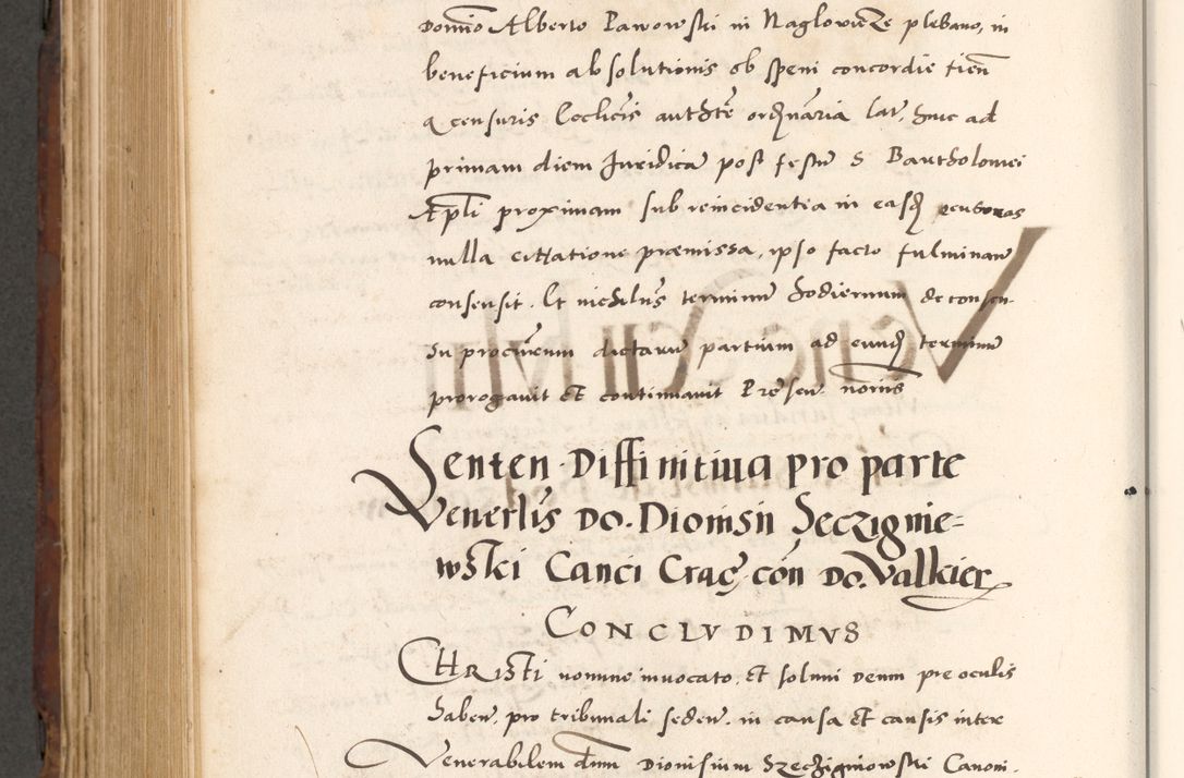 Zdjęcie nr 836 dla obiektu archiwalnego: Acta actorum causarum, sententiarum tam diffinitivarum quam interlocutoriam, obligationum, constitutionum, contractuum etc. coram reverendo patre domino Petro Porembski preposito Oswieczimensi, canonico et officiali Cracoviensi de anno Domini millesimo DºLº quarto, indictione duodecima, pontificatus sanctissimi in Christo patris et domini nostri domini Julii divina providencia papae eius nominis tercii, anno quarto, a die et mense infrasciptis continuantur