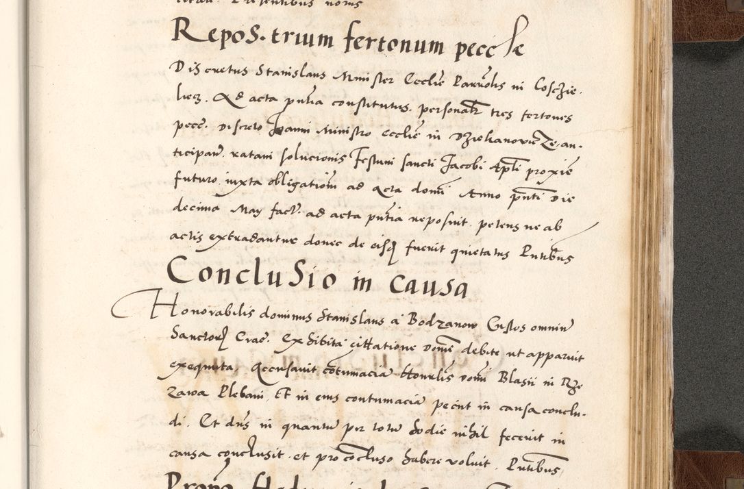 Zdjęcie nr 831 dla obiektu archiwalnego: Acta actorum causarum, sententiarum tam diffinitivarum quam interlocutoriam, obligationum, constitutionum, contractuum etc. coram reverendo patre domino Petro Porembski preposito Oswieczimensi, canonico et officiali Cracoviensi de anno Domini millesimo DºLº quarto, indictione duodecima, pontificatus sanctissimi in Christo patris et domini nostri domini Julii divina providencia papae eius nominis tercii, anno quarto, a die et mense infrasciptis continuantur
