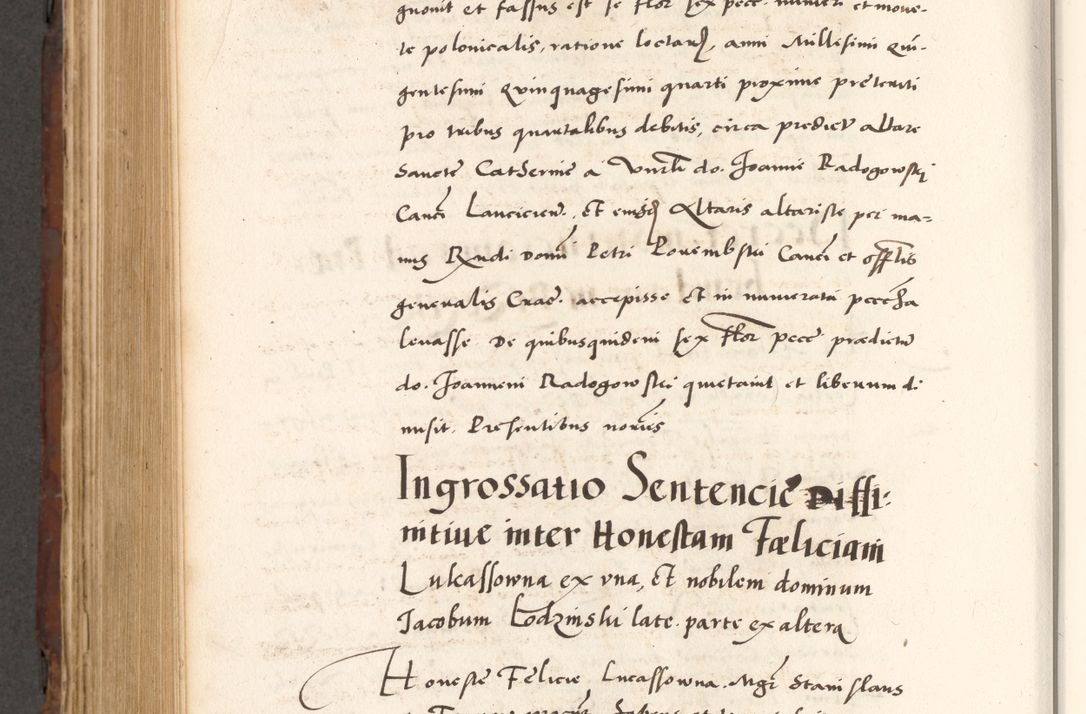 Zdjęcie nr 826 dla obiektu archiwalnego: Acta actorum causarum, sententiarum tam diffinitivarum quam interlocutoriam, obligationum, constitutionum, contractuum etc. coram reverendo patre domino Petro Porembski preposito Oswieczimensi, canonico et officiali Cracoviensi de anno Domini millesimo DºLº quarto, indictione duodecima, pontificatus sanctissimi in Christo patris et domini nostri domini Julii divina providencia papae eius nominis tercii, anno quarto, a die et mense infrasciptis continuantur