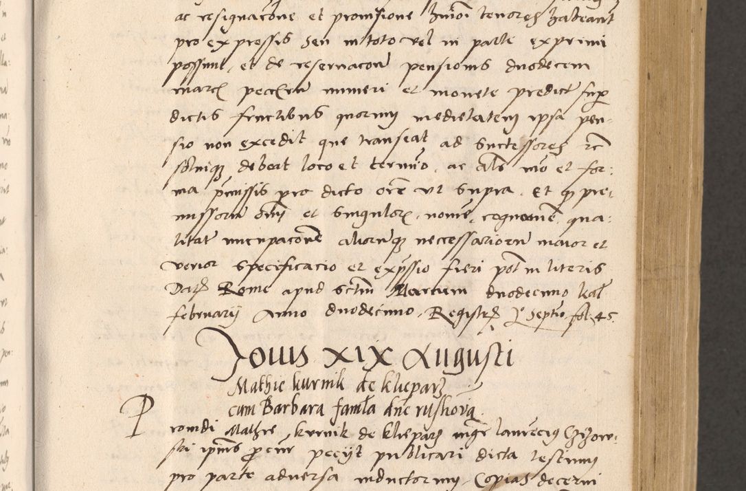 Zdjęcie nr 181 dla obiektu archiwalnego: Acta actorum, sententiarum diffinitivarum coram reverendo domino Petro Miscowski canonico et in spiritualibus vicario generali Cracoviensi ad annum Domini Mᵐᵘᵐ DXLVIᵗᵘᵐ, cuius indictio est quarta, pontificatus sanctissimi in Christo patris et domini nostri domini Pauli divina providencia pape tercii, a die tercia mensis Novembris, annus duodecimus (sic!) feliciter continuantur