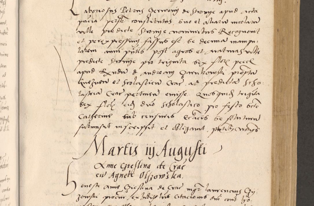 Zdjęcie nr 173 dla obiektu archiwalnego: Acta actorum, sententiarum diffinitivarum coram reverendo domino Petro Miscowski canonico et in spiritualibus vicario generali Cracoviensi ad annum Domini Mᵐᵘᵐ DXLVIᵗᵘᵐ, cuius indictio est quarta, pontificatus sanctissimi in Christo patris et domini nostri domini Pauli divina providencia pape tercii, a die tercia mensis Novembris, annus duodecimus (sic!) feliciter continuantur