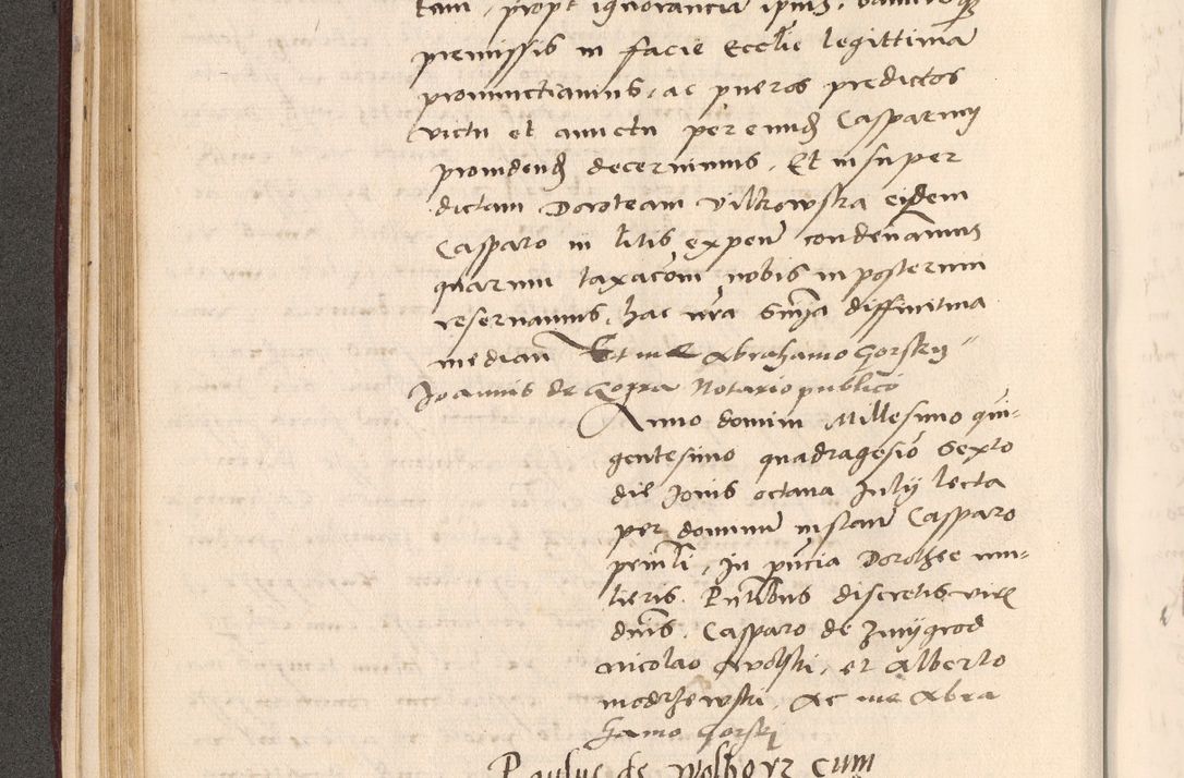 Zdjęcie nr 140 dla obiektu archiwalnego: Acta actorum, sententiarum diffinitivarum coram reverendo domino Petro Miscowski canonico et in spiritualibus vicario generali Cracoviensi ad annum Domini Mᵐᵘᵐ DXLVIᵗᵘᵐ, cuius indictio est quarta, pontificatus sanctissimi in Christo patris et domini nostri domini Pauli divina providencia pape tercii, a die tercia mensis Novembris, annus duodecimus (sic!) feliciter continuantur