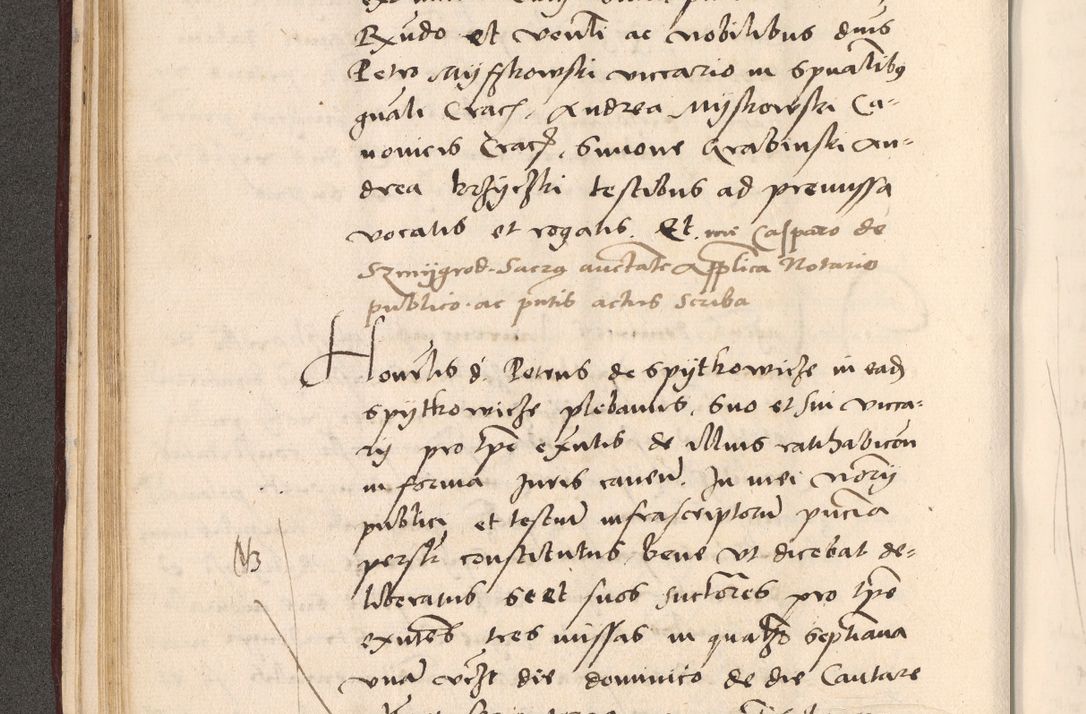 Zdjęcie nr 118 dla obiektu archiwalnego: Acta actorum, sententiarum diffinitivarum coram reverendo domino Petro Miscowski canonico et in spiritualibus vicario generali Cracoviensi ad annum Domini Mᵐᵘᵐ DXLVIᵗᵘᵐ, cuius indictio est quarta, pontificatus sanctissimi in Christo patris et domini nostri domini Pauli divina providencia pape tercii, a die tercia mensis Novembris, annus duodecimus (sic!) feliciter continuantur