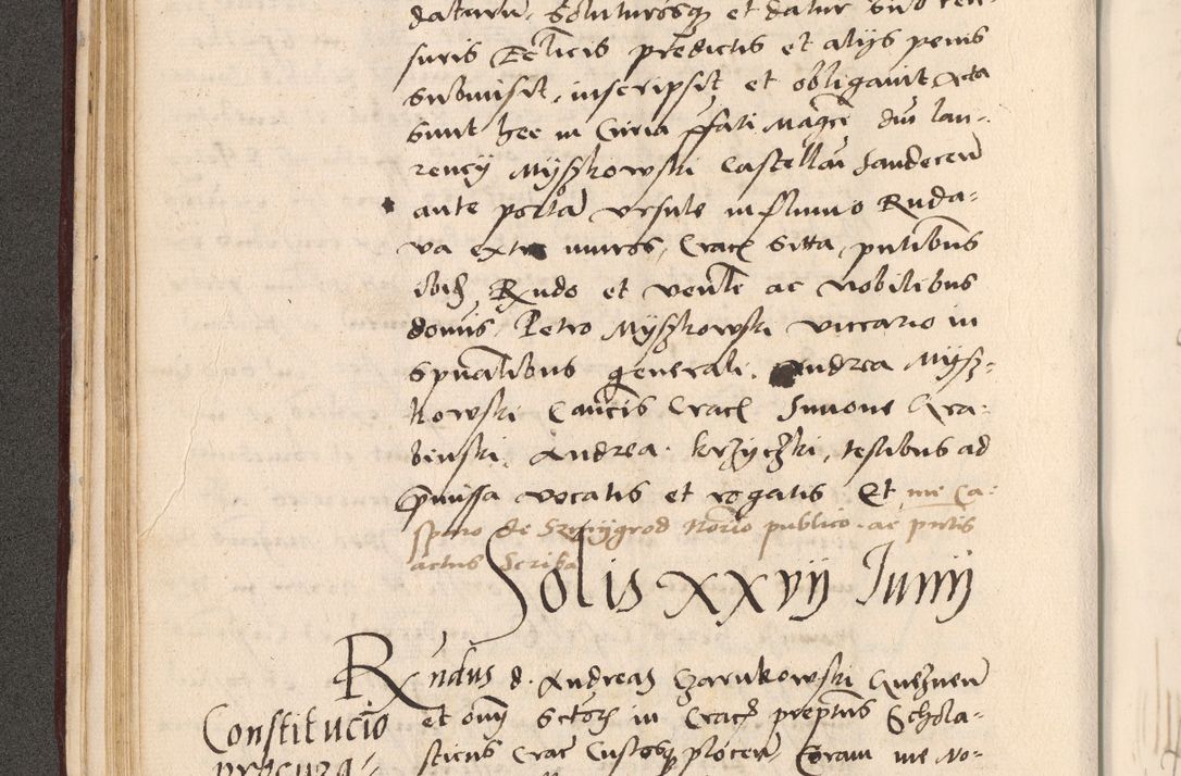 Zdjęcie nr 120 dla obiektu archiwalnego: Acta actorum, sententiarum diffinitivarum coram reverendo domino Petro Miscowski canonico et in spiritualibus vicario generali Cracoviensi ad annum Domini Mᵐᵘᵐ DXLVIᵗᵘᵐ, cuius indictio est quarta, pontificatus sanctissimi in Christo patris et domini nostri domini Pauli divina providencia pape tercii, a die tercia mensis Novembris, annus duodecimus (sic!) feliciter continuantur