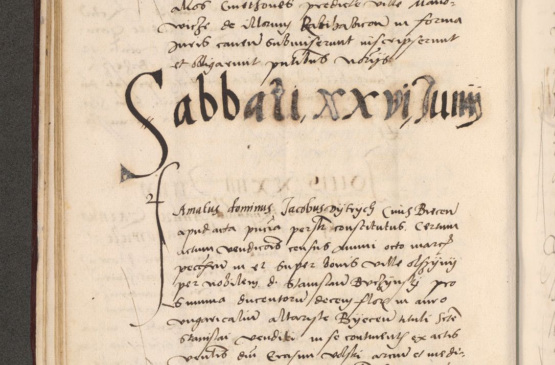 Zdjęcie nr 100 dla obiektu archiwalnego: Acta actorum, sententiarum diffinitivarum coram reverendo domino Petro Miscowski canonico et in spiritualibus vicario generali Cracoviensi ad annum Domini Mᵐᵘᵐ DXLVIᵗᵘᵐ, cuius indictio est quarta, pontificatus sanctissimi in Christo patris et domini nostri domini Pauli divina providencia pape tercii, a die tercia mensis Novembris, annus duodecimus (sic!) feliciter continuantur