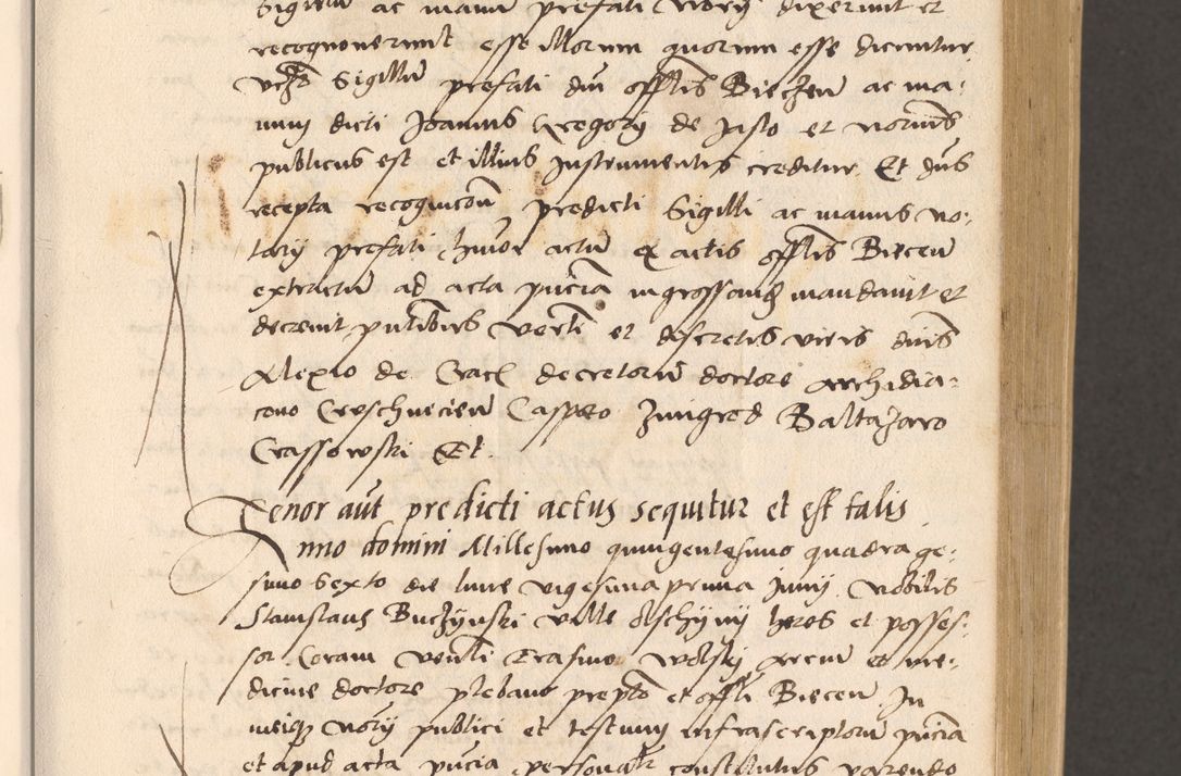 Zdjęcie nr 101 dla obiektu archiwalnego: Acta actorum, sententiarum diffinitivarum coram reverendo domino Petro Miscowski canonico et in spiritualibus vicario generali Cracoviensi ad annum Domini Mᵐᵘᵐ DXLVIᵗᵘᵐ, cuius indictio est quarta, pontificatus sanctissimi in Christo patris et domini nostri domini Pauli divina providencia pape tercii, a die tercia mensis Novembris, annus duodecimus (sic!) feliciter continuantur