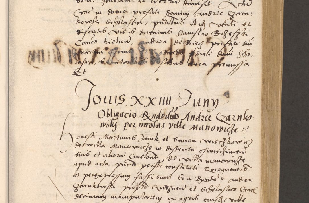 Zdjęcie nr 99 dla obiektu archiwalnego: Acta actorum, sententiarum diffinitivarum coram reverendo domino Petro Miscowski canonico et in spiritualibus vicario generali Cracoviensi ad annum Domini Mᵐᵘᵐ DXLVIᵗᵘᵐ, cuius indictio est quarta, pontificatus sanctissimi in Christo patris et domini nostri domini Pauli divina providencia pape tercii, a die tercia mensis Novembris, annus duodecimus (sic!) feliciter continuantur