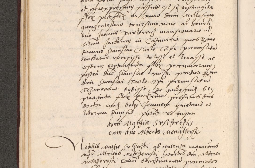Zdjęcie nr 74 dla obiektu archiwalnego: Acta actorum, sententiarum diffinitivarum coram reverendo domino Petro Miscowski canonico et in spiritualibus vicario generali Cracoviensi ad annum Domini Mᵐᵘᵐ DXLVIᵗᵘᵐ, cuius indictio est quarta, pontificatus sanctissimi in Christo patris et domini nostri domini Pauli divina providencia pape tercii, a die tercia mensis Novembris, annus duodecimus (sic!) feliciter continuantur