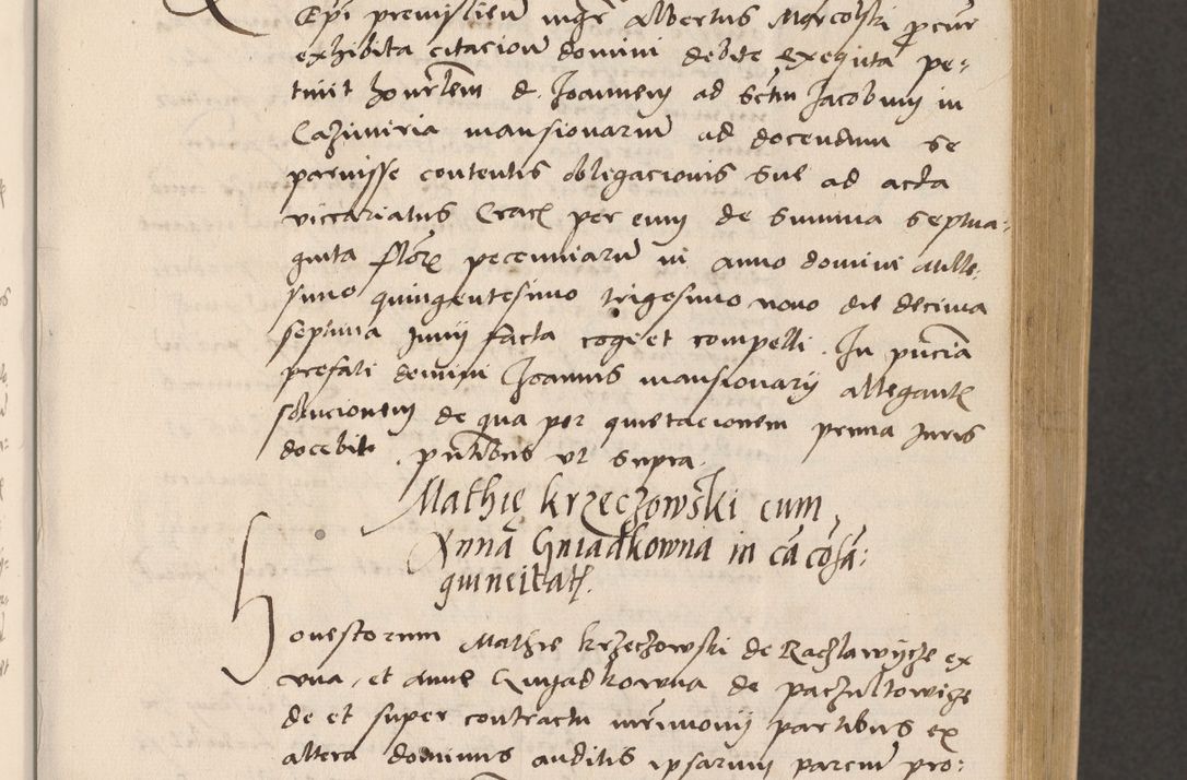 Zdjęcie nr 67 dla obiektu archiwalnego: Acta actorum, sententiarum diffinitivarum coram reverendo domino Petro Miscowski canonico et in spiritualibus vicario generali Cracoviensi ad annum Domini Mᵐᵘᵐ DXLVIᵗᵘᵐ, cuius indictio est quarta, pontificatus sanctissimi in Christo patris et domini nostri domini Pauli divina providencia pape tercii, a die tercia mensis Novembris, annus duodecimus (sic!) feliciter continuantur