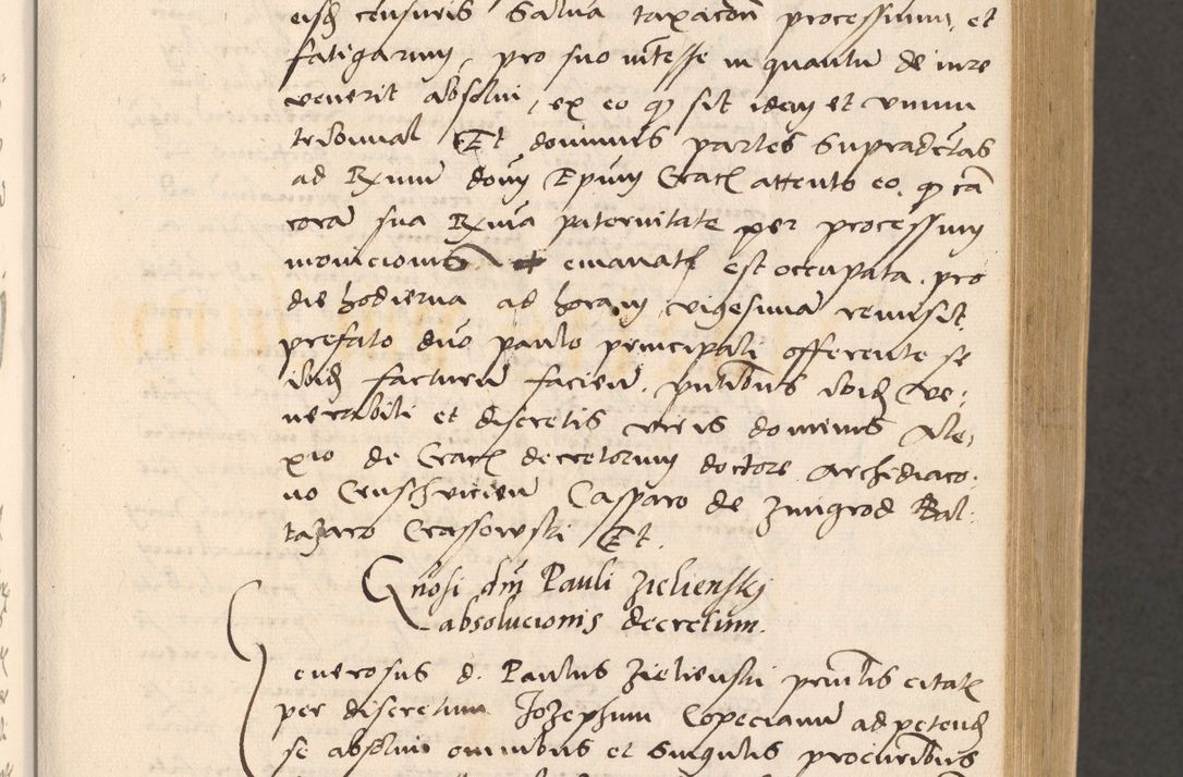 Zdjęcie nr 63 dla obiektu archiwalnego: Acta actorum, sententiarum diffinitivarum coram reverendo domino Petro Miscowski canonico et in spiritualibus vicario generali Cracoviensi ad annum Domini Mᵐᵘᵐ DXLVIᵗᵘᵐ, cuius indictio est quarta, pontificatus sanctissimi in Christo patris et domini nostri domini Pauli divina providencia pape tercii, a die tercia mensis Novembris, annus duodecimus (sic!) feliciter continuantur