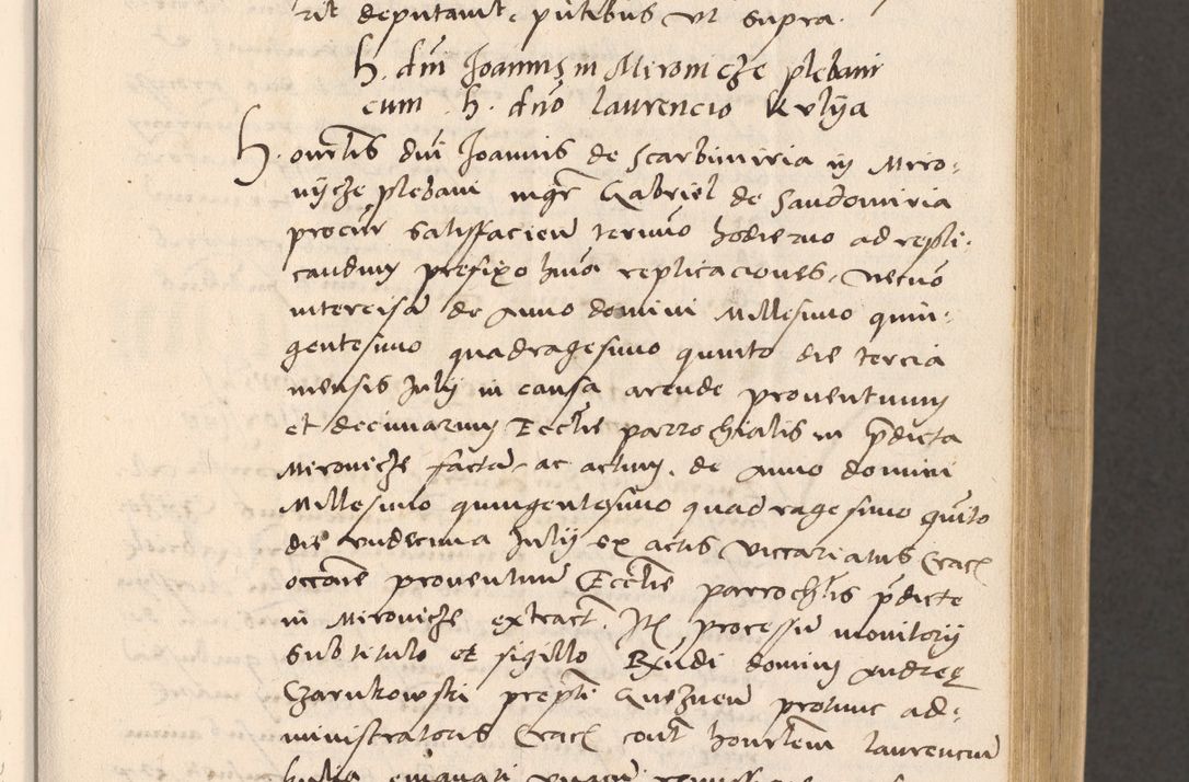 Zdjęcie nr 59 dla obiektu archiwalnego: Acta actorum, sententiarum diffinitivarum coram reverendo domino Petro Miscowski canonico et in spiritualibus vicario generali Cracoviensi ad annum Domini Mᵐᵘᵐ DXLVIᵗᵘᵐ, cuius indictio est quarta, pontificatus sanctissimi in Christo patris et domini nostri domini Pauli divina providencia pape tercii, a die tercia mensis Novembris, annus duodecimus (sic!) feliciter continuantur