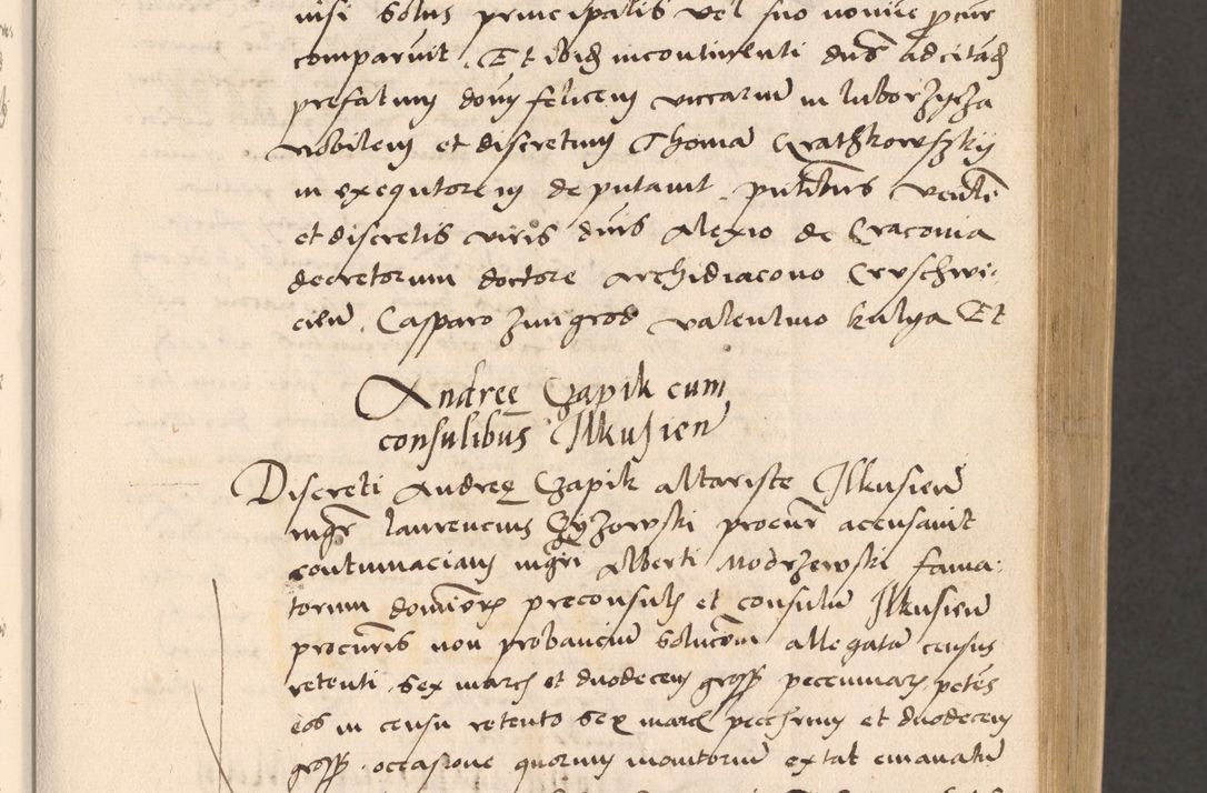 Zdjęcie nr 51 dla obiektu archiwalnego: Acta actorum, sententiarum diffinitivarum coram reverendo domino Petro Miscowski canonico et in spiritualibus vicario generali Cracoviensi ad annum Domini Mᵐᵘᵐ DXLVIᵗᵘᵐ, cuius indictio est quarta, pontificatus sanctissimi in Christo patris et domini nostri domini Pauli divina providencia pape tercii, a die tercia mensis Novembris, annus duodecimus (sic!) feliciter continuantur