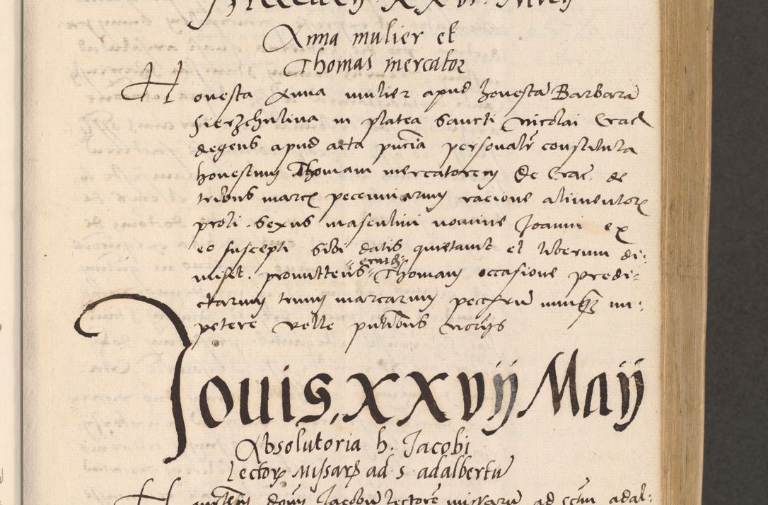 Zdjęcie nr 49 dla obiektu archiwalnego: Acta actorum, sententiarum diffinitivarum coram reverendo domino Petro Miscowski canonico et in spiritualibus vicario generali Cracoviensi ad annum Domini Mᵐᵘᵐ DXLVIᵗᵘᵐ, cuius indictio est quarta, pontificatus sanctissimi in Christo patris et domini nostri domini Pauli divina providencia pape tercii, a die tercia mensis Novembris, annus duodecimus (sic!) feliciter continuantur