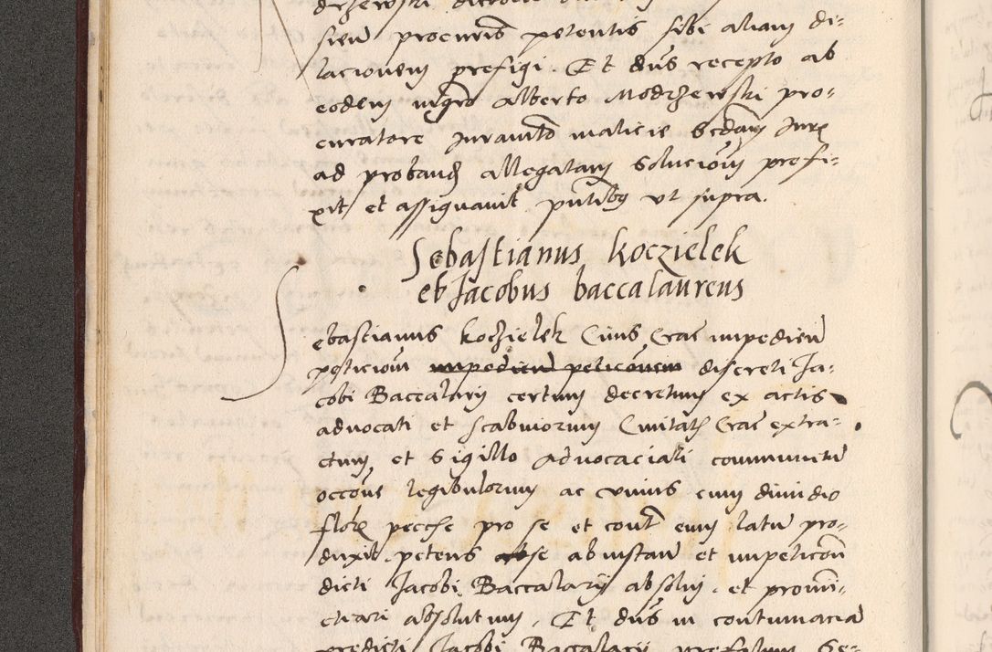 Zdjęcie nr 48 dla obiektu archiwalnego: Acta actorum, sententiarum diffinitivarum coram reverendo domino Petro Miscowski canonico et in spiritualibus vicario generali Cracoviensi ad annum Domini Mᵐᵘᵐ DXLVIᵗᵘᵐ, cuius indictio est quarta, pontificatus sanctissimi in Christo patris et domini nostri domini Pauli divina providencia pape tercii, a die tercia mensis Novembris, annus duodecimus (sic!) feliciter continuantur