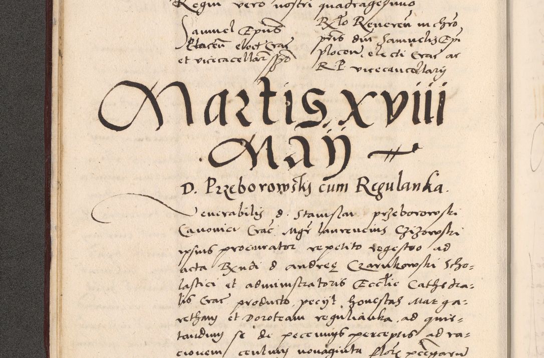 Zdjęcie nr 36 dla obiektu archiwalnego: Acta actorum, sententiarum diffinitivarum coram reverendo domino Petro Miscowski canonico et in spiritualibus vicario generali Cracoviensi ad annum Domini Mᵐᵘᵐ DXLVIᵗᵘᵐ, cuius indictio est quarta, pontificatus sanctissimi in Christo patris et domini nostri domini Pauli divina providencia pape tercii, a die tercia mensis Novembris, annus duodecimus (sic!) feliciter continuantur