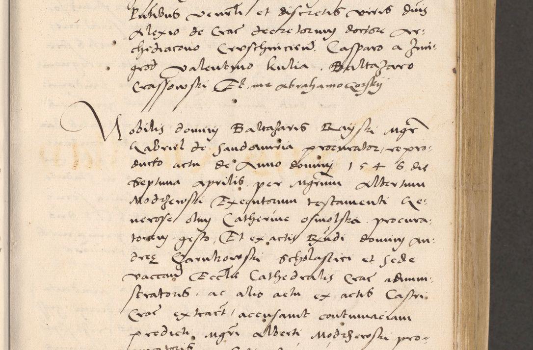 Zdjęcie nr 19 dla obiektu archiwalnego: Acta actorum, sententiarum diffinitivarum coram reverendo domino Petro Miscowski canonico et in spiritualibus vicario generali Cracoviensi ad annum Domini Mᵐᵘᵐ DXLVIᵗᵘᵐ, cuius indictio est quarta, pontificatus sanctissimi in Christo patris et domini nostri domini Pauli divina providencia pape tercii, a die tercia mensis Novembris, annus duodecimus (sic!) feliciter continuantur