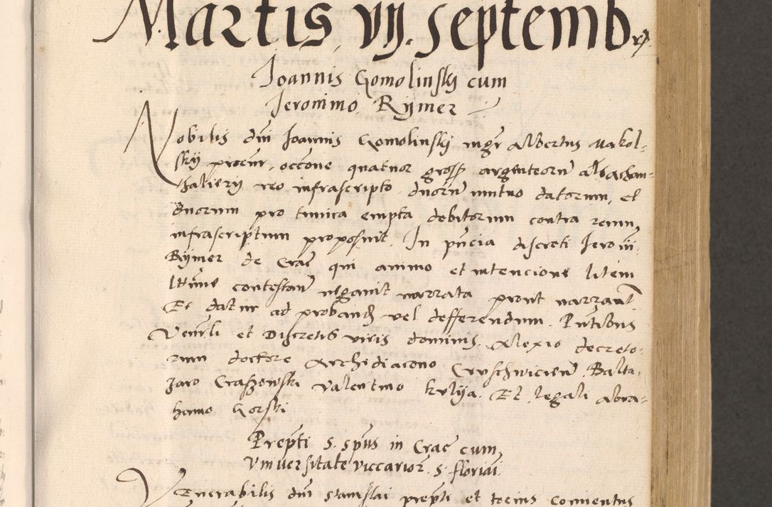 Zdjęcie nr 211 dla obiektu archiwalnego: Acta actorum, sententiarum diffinitivarum coram reverendo domino Petro Miscowski canonico et in spiritualibus vicario generali Cracoviensi ad annum Domini Mᵐᵘᵐ DXLVIᵗᵘᵐ, cuius indictio est quarta, pontificatus sanctissimi in Christo patris et domini nostri domini Pauli divina providencia pape tercii, a die tercia mensis Novembris, annus duodecimus (sic!) feliciter continuantur