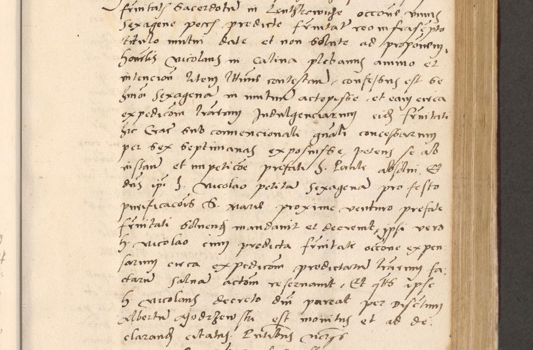 Zdjęcie nr 405 dla obiektu archiwalnego: Acta actorum, sententiarum diffinitivarum coram reverendo domino Petro Miscowski canonico et in spiritualibus vicario generali Cracoviensi ad annum Domini Mᵐᵘᵐ DXLVIᵗᵘᵐ, cuius indictio est quarta, pontificatus sanctissimi in Christo patris et domini nostri domini Pauli divina providencia pape tercii, a die tercia mensis Novembris, annus duodecimus (sic!) feliciter continuantur
