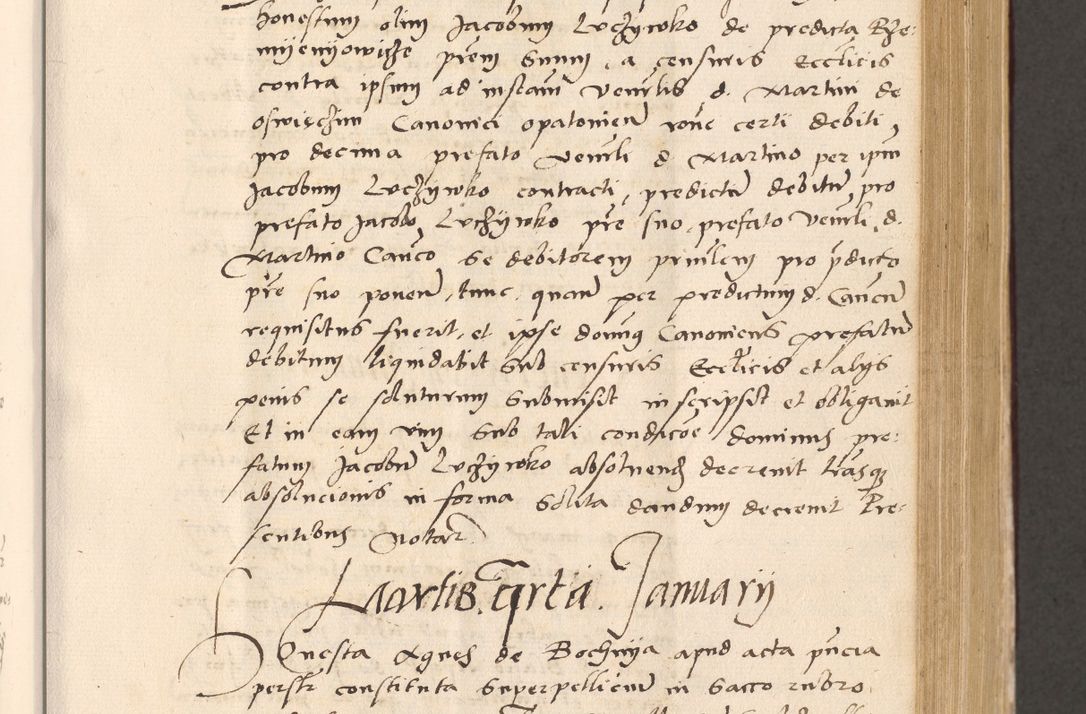 Zdjęcie nr 395 dla obiektu archiwalnego: Acta actorum, sententiarum diffinitivarum coram reverendo domino Petro Miscowski canonico et in spiritualibus vicario generali Cracoviensi ad annum Domini Mᵐᵘᵐ DXLVIᵗᵘᵐ, cuius indictio est quarta, pontificatus sanctissimi in Christo patris et domini nostri domini Pauli divina providencia pape tercii, a die tercia mensis Novembris, annus duodecimus (sic!) feliciter continuantur