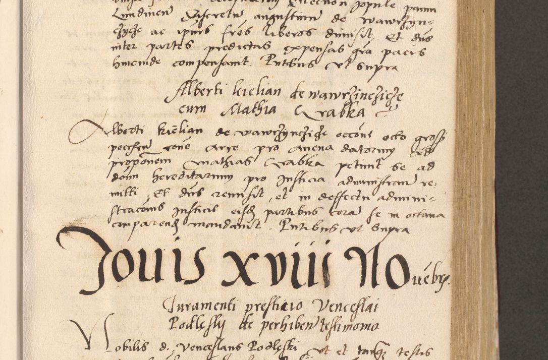 Zdjęcie nr 309 dla obiektu archiwalnego: Acta actorum, sententiarum diffinitivarum coram reverendo domino Petro Miscowski canonico et in spiritualibus vicario generali Cracoviensi ad annum Domini Mᵐᵘᵐ DXLVIᵗᵘᵐ, cuius indictio est quarta, pontificatus sanctissimi in Christo patris et domini nostri domini Pauli divina providencia pape tercii, a die tercia mensis Novembris, annus duodecimus (sic!) feliciter continuantur