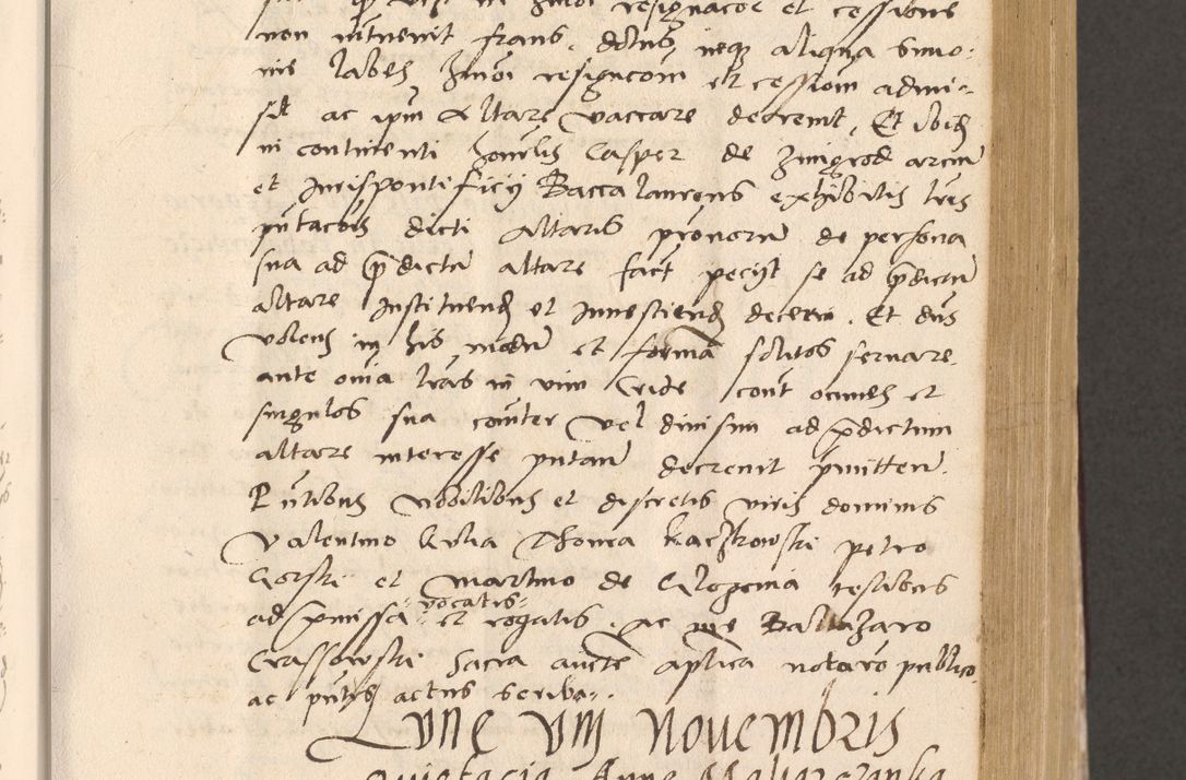 Zdjęcie nr 299 dla obiektu archiwalnego: Acta actorum, sententiarum diffinitivarum coram reverendo domino Petro Miscowski canonico et in spiritualibus vicario generali Cracoviensi ad annum Domini Mᵐᵘᵐ DXLVIᵗᵘᵐ, cuius indictio est quarta, pontificatus sanctissimi in Christo patris et domini nostri domini Pauli divina providencia pape tercii, a die tercia mensis Novembris, annus duodecimus (sic!) feliciter continuantur