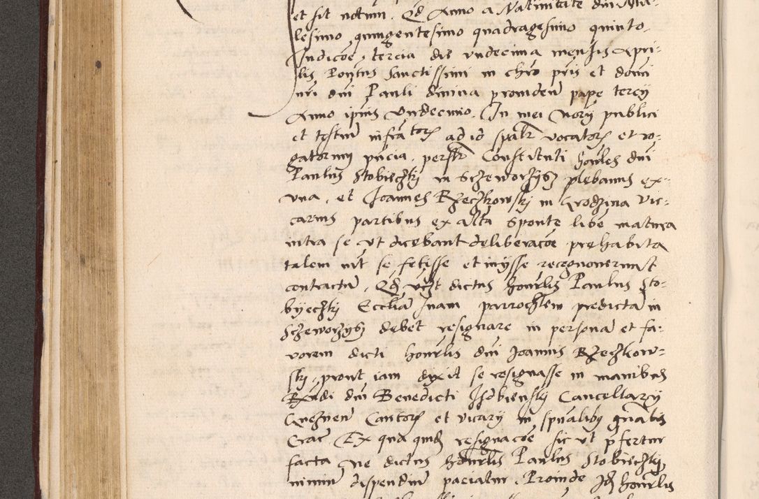 Zdjęcie nr 252 dla obiektu archiwalnego: Acta actorum, sententiarum diffinitivarum coram reverendo domino Petro Miscowski canonico et in spiritualibus vicario generali Cracoviensi ad annum Domini Mᵐᵘᵐ DXLVIᵗᵘᵐ, cuius indictio est quarta, pontificatus sanctissimi in Christo patris et domini nostri domini Pauli divina providencia pape tercii, a die tercia mensis Novembris, annus duodecimus (sic!) feliciter continuantur