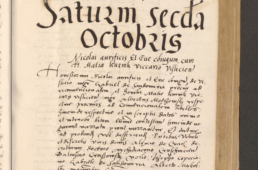 Zdjęcie nr 241 dla obiektu archiwalnego: Acta actorum, sententiarum diffinitivarum coram reverendo domino Petro Miscowski canonico et in spiritualibus vicario generali Cracoviensi ad annum Domini Mᵐᵘᵐ DXLVIᵗᵘᵐ, cuius indictio est quarta, pontificatus sanctissimi in Christo patris et domini nostri domini Pauli divina providencia pape tercii, a die tercia mensis Novembris, annus duodecimus (sic!) feliciter continuantur